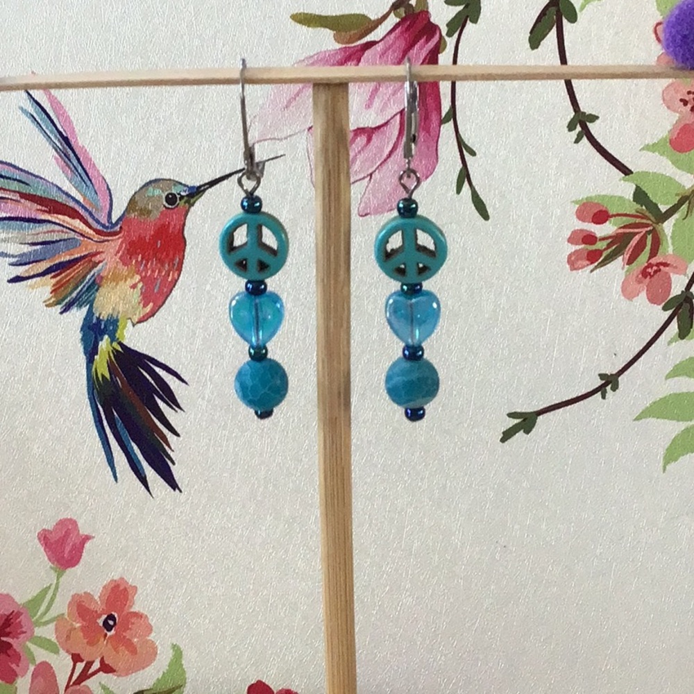 Handmade Peace & Love Earrings